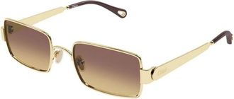 Chlo&eacute; Holly Rechthoekige Zonnebril - Dames - Zonnebrillen - Geel - 53 MM - Nylon - Accessoires