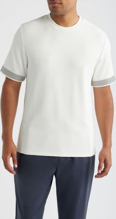 Reiss Aries Textured Contrast Cuff T-Shirt in White at Nordstrom, Size Xx-Large
