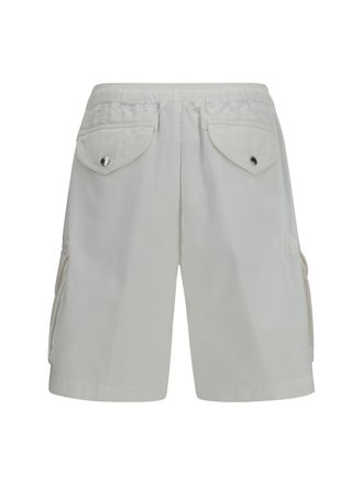 Brunello Cucinelli Mens Cargo Shorts White Cotton Bermuda