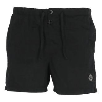 Stone Island SLogo Patch Drawstring Swim Shorts Black 1015B0643-A0020