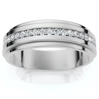 Pompeii3 Mens Diamond 3/8ct Eternity Ring Wedding Band 14k White Gold 7mm Lab Grown