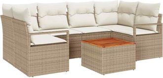 vidaXL Vidaxl - Set Divano Da Giardino 7 Pcs Beige, Bianco