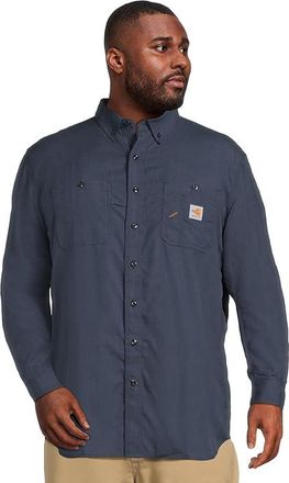 Carhartt Work in Progress Big Tall Flame-Resistant Force Original Fit Lightweight Long Sleeve Button Front Shirt Mens Clothing Navy : 2XL (Tall)