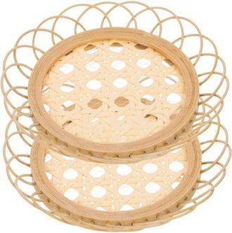 OEM 2 Posavasos Huecos De Bamb&uacute;, Posavasos Decorativos Resistentes Al Calor, Cojines De Bamb&uacute; Tejido Para Tazas De T&eacute; Para Uso Dom&eacute;stico
