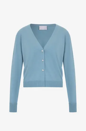 Hemisphere Feiner geknöpfter Merinowollcardigan mit V-Ausschnitt