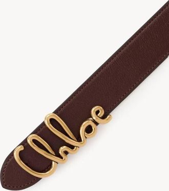 Chlo&eacute; Script Logo Buckle Belt - Brown