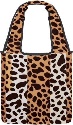 Generic Art Leopard Print Reversible Canvas Shoulder Tote - Double-Sided Print, 12oz Cotton, 27cm Drop, Fold-Flat Bag for Travel, Shopping, Street Outings
