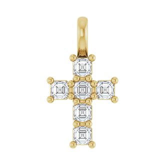 Diamond2Deal 14k Gold Asscher Cut 1/3ct Lab-Grown Diamond Pendant