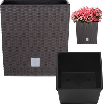 Prosperplast Markenartikel - Deuba Maceta Rato Para Plantas Flores De Polirat&aacute;n 35l 64l Maceta Interior Con Asas Balc&oacute;n Jard&iacute;n Interior Exterior 35 Ltr. - Sombra
