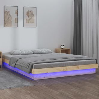 vidaXL Estructura De Cama Led Sin Colch&oacute;n Madera Maciza 120x200 Cm Vidaxl