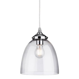 Netlighting Seville 1 Light Dome Ceiling Pendant Chrome with Clear Glass E27