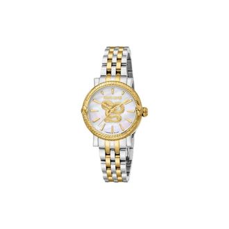 Roberto Cavalli Slangenhorloge met ros&eacute;gouden accenten - Dames - Horloges - Grijs - ONE Size - Accessoires