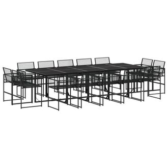 Berkfield Home 15 Piece Garden Dining Set Black Poly Rattan