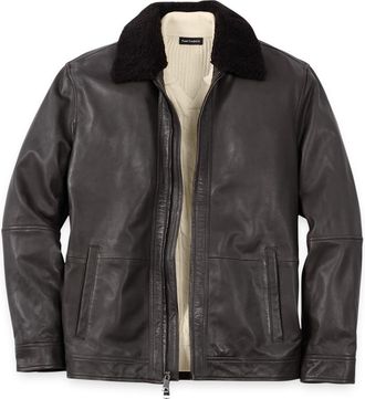 Paul Fredrick Leather Bomber Shearling Jacket