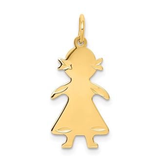 Diamond2Deal 14k Yellow Gold.018 Depth Engravable Girl Charm Pendant