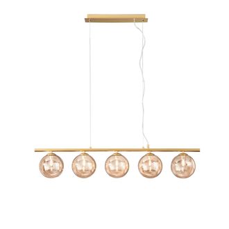 Luce-Ambiente-Design Suspensi&oacute;n Lineal Honey en Metal Lat&oacute;n con Cinco Difusores Champ&aacute;n