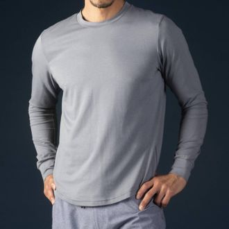Laird Apparel Quattro Cotton Blend Long Sleeve Top In Slate