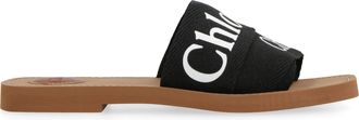 Chlo&eacute; Womens Woody Fabric Mules Black Sandal