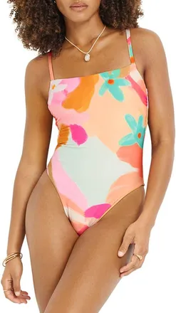 Vitamin A Jenna Print One-Piece Swimsuit in In Bloom Coloblock at Nordstrom, Size X-Small
