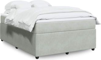 vidaXL Vidaxl - Cama Box Spring Con Colch&oacute;n Terciopelo Gris Claro 160x200 Cm