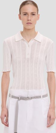 Victoria Beckham Frill Polo Top In White - XS - Womens