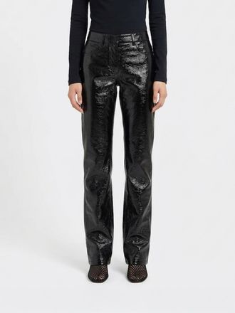 Courr&egrave;ges High-Waisted Slim Fit Straight-Leg Trousers in Faux Leather