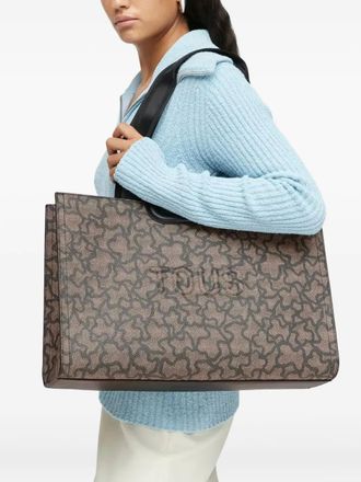 Tous Shopper met beerprint en handvat - Zwart