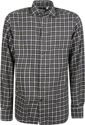 Orian Long Sleeve Regular Washed Shirt - Heren - Casual Overhemden - Groen - M - Katoen - Overhemden