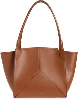 Victoria Beckham Small Victoria Leather Tote in Dark Tan at Nordstrom