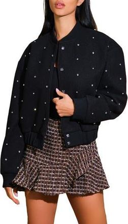 Flying Tomato Rhinestone Bomber Jacket in Black at Nordstrom Rack, Size Large