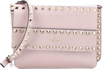 Valentino Garavani Rockstud Front Handle Flap Bag Leather Small crossbody bag - Roze