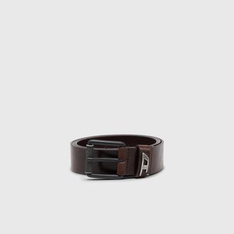 Diesel 3.5cm shiny leather belt with logo loop - Belts - Man - Brown