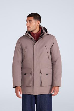Mountain Warehouse Jesper Mens Parka Jacket with Front Pockets & Adjustable Hood Warm Cosy Coat Brown