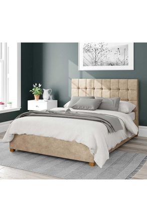 Aspire Home Accents Sinatra Upholstered Ottoman Storage Bed, Kimiyo Linen Fabric in Beige | Size: Double