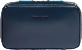Piquadro Elektronische Kabeltas met Muiskoker - unisex - Toilettassen - Blauw - ONE Size - Leer - Tassen