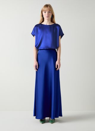 L.k. Bennett Womens Lena Woven Tops, Navy Ultrablue Satin - Size Medium