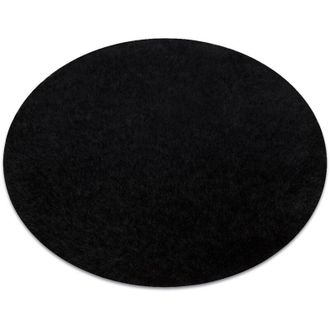 RugsX Rugsx - Alfombra Buenos Circulo 6649 Shaggy Liso, De Un Solo Color Negro Black Circulo 120 Cm