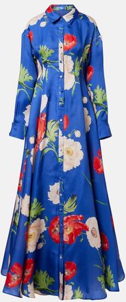 LEO LIN Abito lungo Josephine in seta con stampa floreale