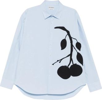 J.W.Anderson Persimmon Applicatie Shirt - Heren - Casual Overhemden - Blauw - S - Katoen - Overhemden