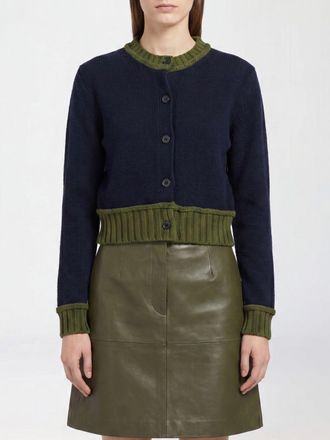 Marni Cardigan girocollo in lana bicolore con motivo astratto