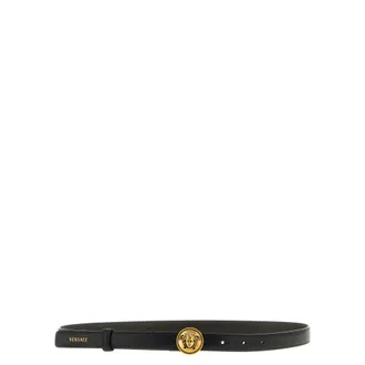 Versace Medusa Buckle Leather Belt - female - Versace - Belts - Black - 80 CM - Accessories