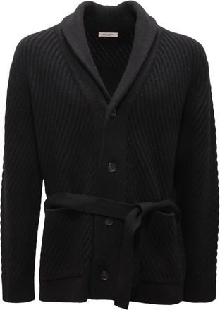 Paolo Pecora Maxi Cardigan Wollen Trui - Heren - Vesten - Zwart - S - Wol - Truien & Vesten