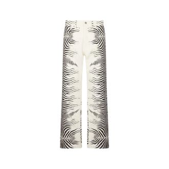 Roberto Cavalli Zebra Print Denim Jeans - male - Roberto Cavalli - Straight Fit Jeans - White - W38 - Jeans