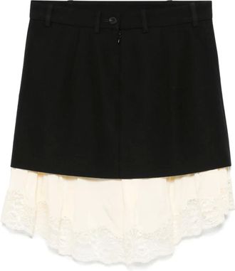 Balenciaga lace-detail mini skirt - women - Elastane/Viscose/Wool/Cupro/Polyamide/Elastane - 42 - Black