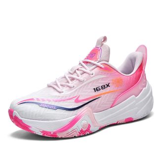 Generic Unisex Basketball Shoes with Breathable Lightweight Non Slip Mesh Fashionable Sports Boots for Teenagers Walking Shoes(Red White,3.5 UK)