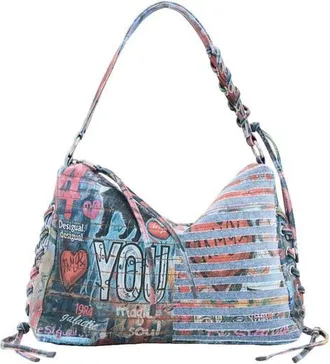 Desigual Medium Mixed Bring Denim Shoulder Bag in Multi at Nordstrom