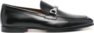 Doucal's Leren Loafer met Gespdetail - Heren - Loafers - Zwart - 43 EU - Leer - Schoenen
