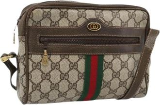 Gucci Pre-owned Vintage GG Canvas Shoulder Bag - Dames - Vintage Schoudertas - Beige - ONE Size - Leer - Vintage