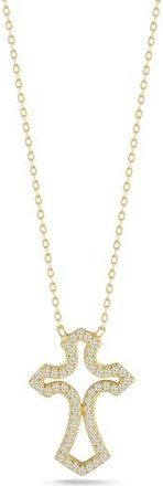 Sphera Milano Cubic Zirconia Open Cross Pendant Necklace in Gold at Nordstrom Rack