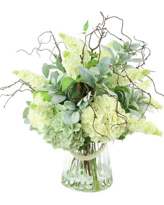 Creative Displays Inc. Hydrangea, Lambs Ear & Vine In A Glass Vase With Acrylic Water
